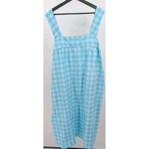 Dreams & Co Size 22/24 1X Blue Plaid Nightgown Mumu Spring Lightweight Cottage